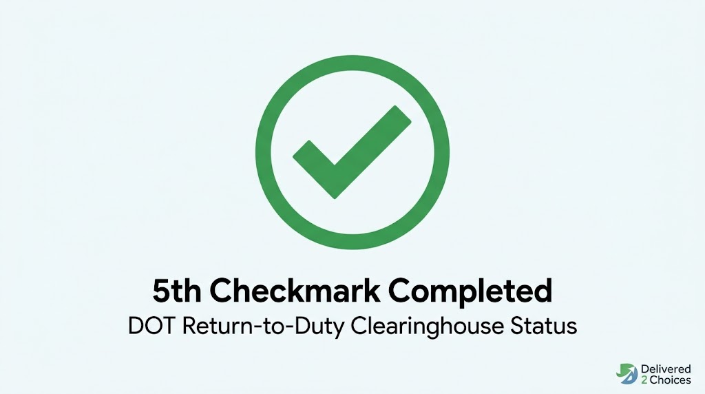 Green checkmark icon indicating 5th checkmark completed for DOT Return-to-Duty Clearinghouse Status