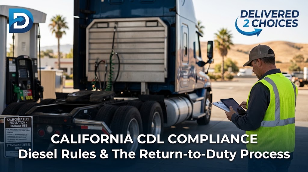 Commercial truck driver reviewing California return to duty compliance and diesel regulations