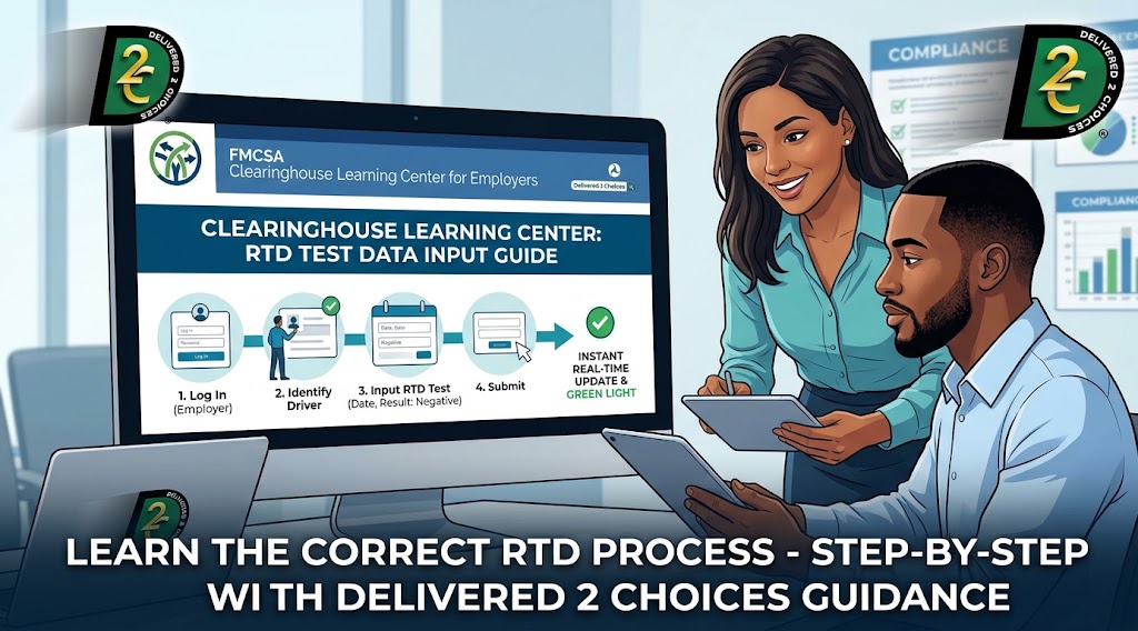 Employer and compliance expert reviewing the step-by-step process for uploading a negative RTD test into the FMCSA DOT Clearinghouse.