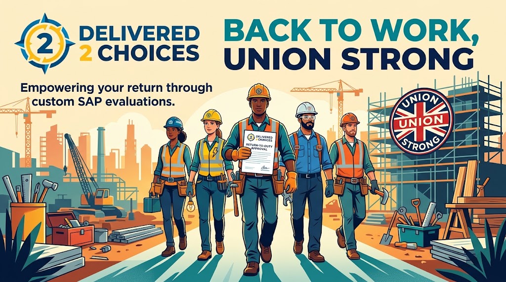 Lineman and construction worker highlighting confidential Non-DOT SAP evaluation services